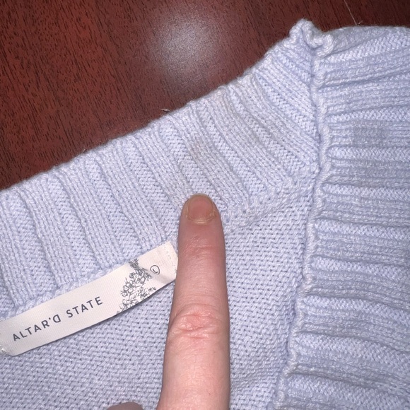 Altar'd State V-Neck Sweater - Soft Blue - Picture 3 of 6